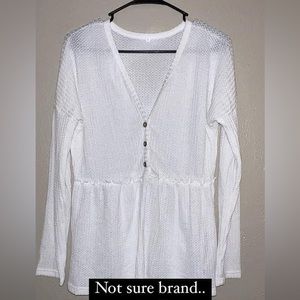White waffle knit top